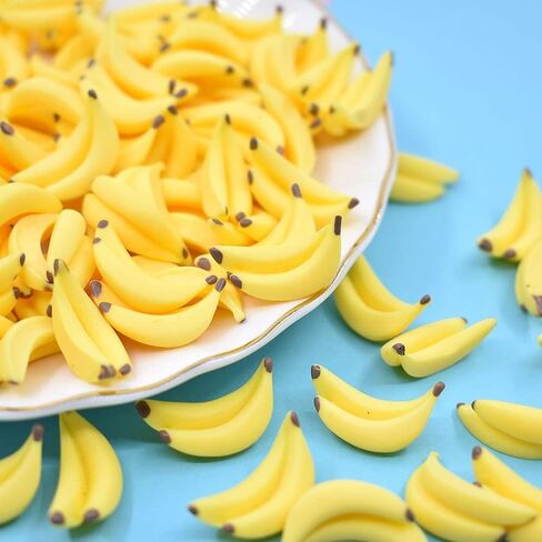 35Pcs Yellow Miniature Bananas 1/12 Scale Banana Models Miniature Fruit Fake Mini Fruits for Mini House Kitchen Fairy Garden Decor，Dollhouse Accessories，Dollhouse Décor in Saudi Arabia