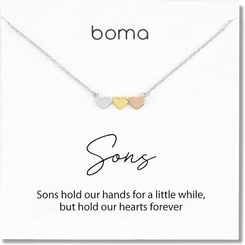 مجموعة مجوهرات Boma Sentiments Collection Sons من الفضة الإسترليني بثلاثة قلوب مع قلادة من الذهب الوردي والأصفر عيار 14 قيراط، 18 بوصة in Saudi Arabia