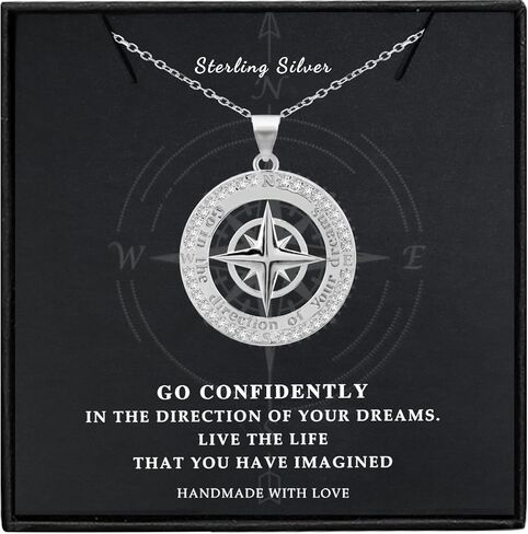 هدايا التخرج لها 2024، قلادة بوصلة للخريجين 925 من الفضة الإسترلينية، هدية مجوهرات ملهمة لابنتها البنات، قلادة الصداقة S925 لأصدقاء الكلية في المدرسة الثانوية in Kuwait