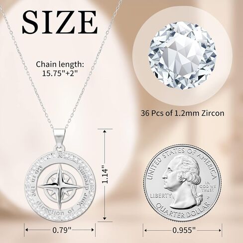 هدايا التخرج لها 2024، قلادة بوصلة للخريجين 925 من الفضة الإسترلينية، هدية مجوهرات ملهمة لابنتها البنات، قلادة الصداقة S925 لأصدقاء الكلية في المدرسة الثانوية in Kuwait