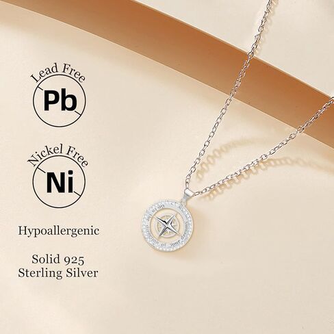 هدايا التخرج لها 2024، قلادة بوصلة للخريجين 925 من الفضة الإسترلينية، هدية مجوهرات ملهمة لابنتها البنات، قلادة الصداقة S925 لأصدقاء الكلية في المدرسة الثانوية in Kuwait