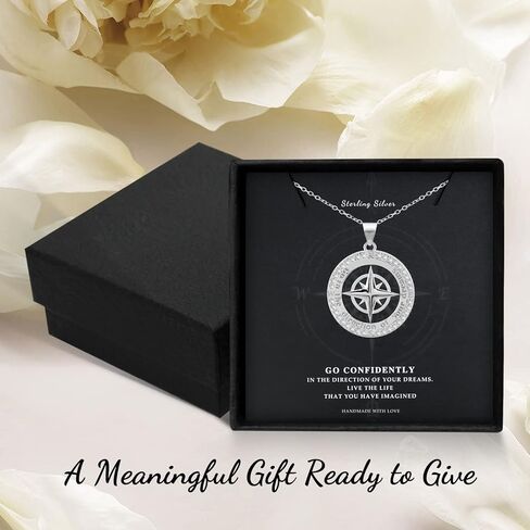 هدايا التخرج لها 2024، قلادة بوصلة للخريجين 925 من الفضة الإسترلينية، هدية مجوهرات ملهمة لابنتها البنات، قلادة الصداقة S925 لأصدقاء الكلية في المدرسة الثانوية in Kuwait