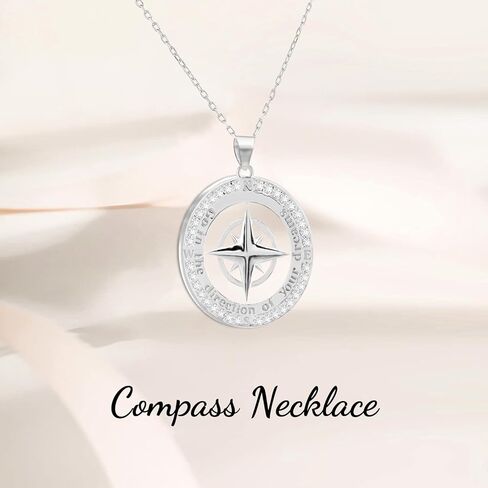 هدايا التخرج لها 2024، قلادة بوصلة للخريجين 925 من الفضة الإسترلينية، هدية مجوهرات ملهمة لابنتها البنات، قلادة الصداقة S925 لأصدقاء الكلية في المدرسة الثانوية in Kuwait