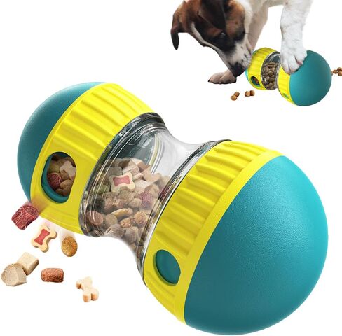 Treat Dispensing Toys, Pet Puzzle Toy Treat Ball Dog Treat Dispenser Toy Ball Interactive Cat Adjustable Food Dispensing for Mental Enrichment & IQ Training in Green in Saudi Arabia