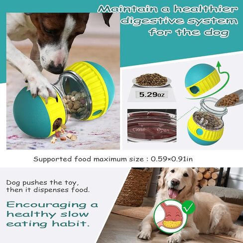 Treat Dispensing Toys, Pet Puzzle Toy Treat Ball Dog Treat Dispenser Toy Ball Interactive Cat Adjustable Food Dispensing for Mental Enrichment & IQ Training in Green in Saudi Arabia