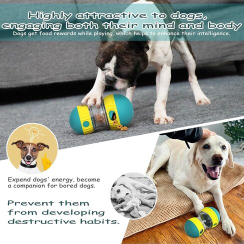 Treat Dispensing Toys, Pet Puzzle Toy Treat Ball Dog Treat Dispenser Toy Ball Interactive Cat Adjustable Food Dispensing for Mental Enrichment & IQ Training in Green in Saudi Arabia
