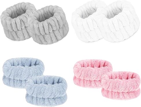 4 Pair Wrist Sweatbands for Washing Face Spa Wristbands Towel Scrunchies for Women Girls Keep Your Arms Dry in Saudi Arabia