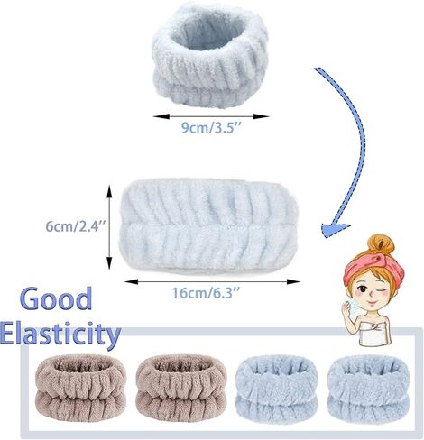 4 Pair Wrist Sweatbands for Washing Face Spa Wristbands Towel Scrunchies for Women Girls Keep Your Arms Dry in Saudi Arabia