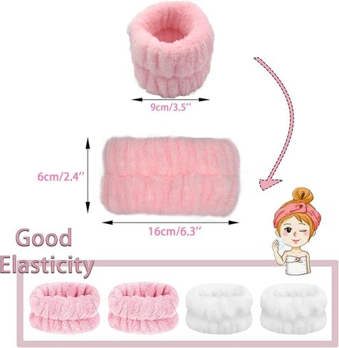 4 Pair Wrist Sweatbands for Washing Face Spa Wristbands Towel Scrunchies for Women Girls Keep Your Arms Dry in Saudi Arabia