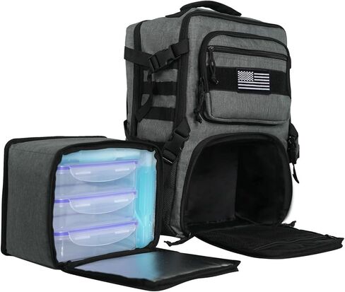 Tactical Meal Prep Backpack,519 Fitness Insulated Lunch Backpack with Removable Meal Compartment,16 Hours Insulation,Hiking Lunch Rucksack with Molle,Heavy Duty Hydration Backpack (Black) in Kuwait