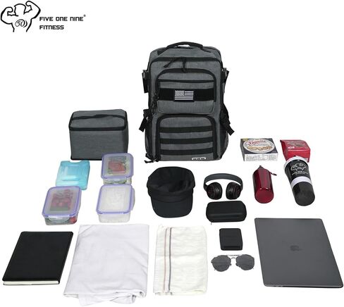 Tactical Meal Prep Backpack,519 Fitness Insulated Lunch Backpack with Removable Meal Compartment,16 Hours Insulation,Hiking Lunch Rucksack with Molle,Heavy Duty Hydration Backpack (Black) in Kuwait