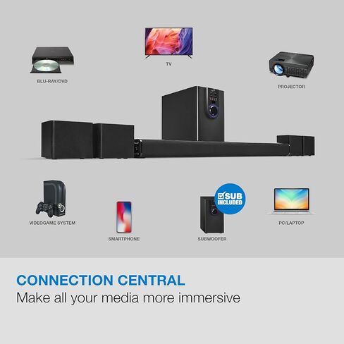 آي لايف 5.1 نظام مسرح منزلي، 26 بوصة. مكبر صوت بلوتوث مع 4 مكبرات صوت سلكية ومضخم صوت، IHTB142B in Kuwait