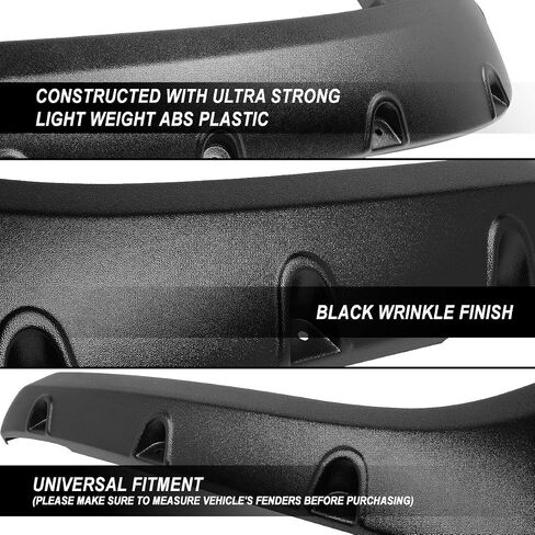 DNA Motoring WF-81013-MBK 4pcs Pocket-Riveted Design Wheel Fender Flares, Black in Saudi Arabia