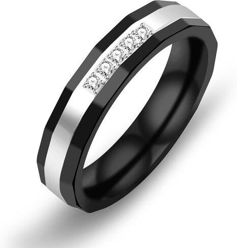 Uloveido التيتانيوم الفولاذ المقاوم للصدأ خواتم الطوب الأسود نمط الزفاف الفرقة الراحة تناسب الأزواج خواتم للرجال والنساء حجم 5-11 in Saudi Arabia