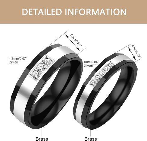 Uloveido التيتانيوم الفولاذ المقاوم للصدأ خواتم الطوب الأسود نمط الزفاف الفرقة الراحة تناسب الأزواج خواتم للرجال والنساء حجم 5-11 in Saudi Arabia