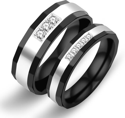 Uloveido التيتانيوم الفولاذ المقاوم للصدأ خواتم الطوب الأسود نمط الزفاف الفرقة الراحة تناسب الأزواج خواتم للرجال والنساء حجم 5-11 in Saudi Arabia