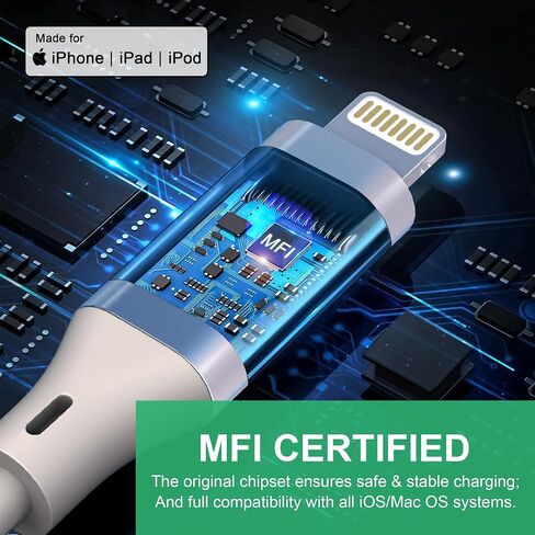 كابل ملفوف USB-C إلى Lightning [معتمد من MFi] كابل Apple CarPlay مع مزامنة البيانات، كابل شحن iPhone قصير قابل للسحب لأجهزة iPhone/Pad/Pod، أبيض in Kuwait