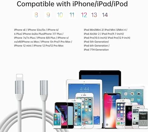 كابل تمديد لايتنينج أسود بطول 3.3 قدم/1 متر، محول كابل موسع ذكر إلى أنثى لتمرير بيانات الصوت والفيديو والموسيقى وشحن الطاقة in Saudi Arabia