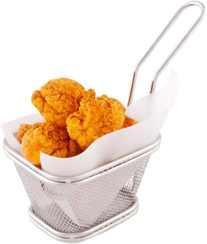 Restaurantware 5 x 4 Inch Fryer Basket 1 Square Small Fry Basket - Mesh Grid With Handle Silver Stainless Steel French Fry Basket Food-Grade For Tenders Fried Shrimp And More in Saudi Arabia