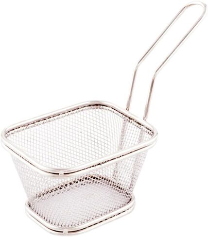 Restaurantware 5 x 4 Inch Fryer Basket 1 Square Small Fry Basket - Mesh Grid With Handle Silver Stainless Steel French Fry Basket Food-Grade For Tenders Fried Shrimp And More in Saudi Arabia