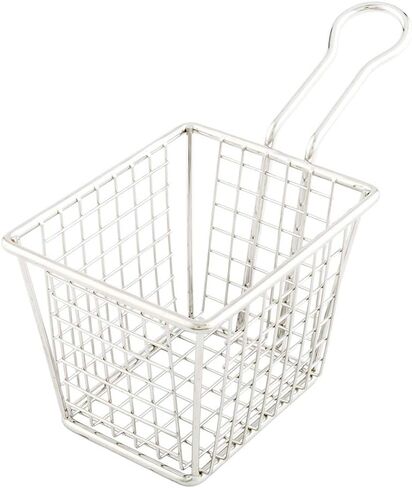 Restaurantware 5 x 4 Inch Fryer Basket 1 Square Small Fry Basket - Mesh Grid With Handle Silver Stainless Steel French Fry Basket Food-Grade For Tenders Fried Shrimp And More in Saudi Arabia