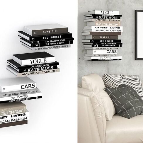 أرفف كتب عائمة للجدار، رف كتب مخفي مصنوع من الفولاذ مع أدوات تثبيت (4 قطع) in Kuwait