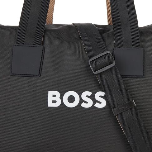 BOSS Tonal Logo Nylon Holdall Duffle Bag, Black Storm in Saudi Arabia