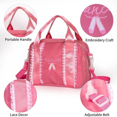 حقائب رقص الباليه للفتيات، حقيبة باليه للأطفال الصغار، حقائب راقصة الباليه للأطفال باللون الوردي، صغيرة، وردي (008) in Kuwait