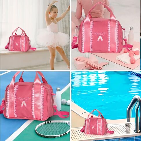 حقائب رقص الباليه للفتيات، حقيبة باليه للأطفال الصغار، حقائب راقصة الباليه للأطفال باللون الوردي، صغيرة، وردي (008) in Kuwait