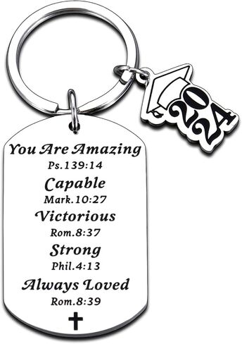 Christian Gifts for Graduate 2024 Graduation Gifts 2024 Inspirational Christian Keychains for Women Men Religious Baptism Confirmed Gifts for College Teens Boys Girls Christmas Stocking Stuffers in Saudi Arabia