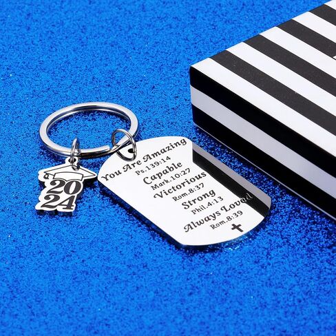 Christian Gifts for Graduate 2024 Graduation Gifts 2024 Inspirational Christian Keychains for Women Men Religious Baptism Confirmed Gifts for College Teens Boys Girls Christmas Stocking Stuffers in Saudi Arabia