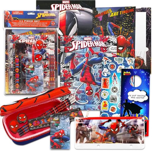 Spiderman School Supplies Set - Marvel Stationery Bundle with Spiderman Pencil Case, Spiderman Pencils, Erasers, Stickers, More | Marvel School Supplies for Boys in Saudi Arabia