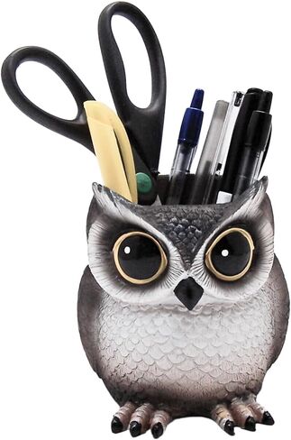 Owl Pencil and Pen Holder, Unique Desk Accessory, Fun Office Supply, 4.5 Inches in Kuwait