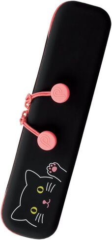 LIHIT LAB PuniLabo حقيبة أقلام رفيعة بسحاب، 7.9 بوصة × 1.9 بوصة، قطة سوداء (A7717-3) in Kuwait