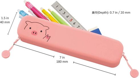 LIHIT LAB PuniLabo حقيبة أقلام رفيعة بسحاب، 7.9 بوصة × 1.9 بوصة، قطة سوداء (A7717-3) in Kuwait