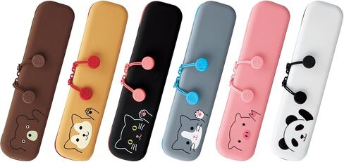 LIHIT LAB PuniLabo حقيبة أقلام رفيعة بسحاب، 7.9 بوصة × 1.9 بوصة، قطة سوداء (A7717-3) in Kuwait