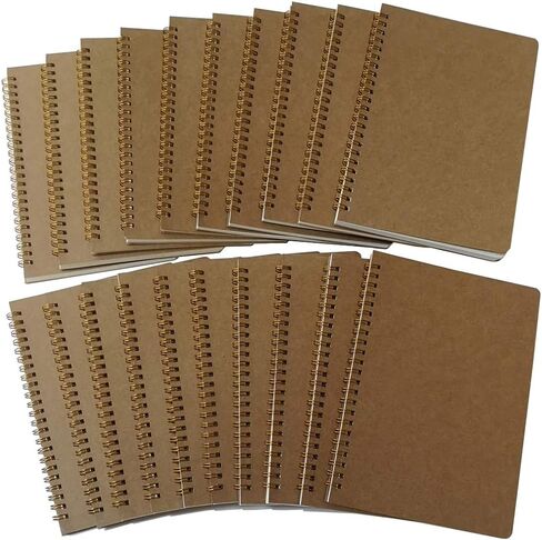 YUREE Spiral Notebook A5/Softcover Spiral Journal Lined, Wide Ruled Pages, 50 Sheets (100 Pages), 8.45" x 5.8", Brown, 20 Pack in Kuwait