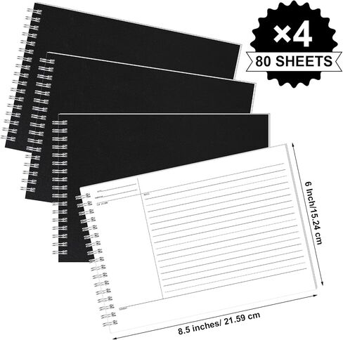 Glenmal 320 Sheets 4 Pack Note Taking Notebook 6 x 8.5 Inches Single Sided Printed Spiral Steno Pads Coil Writing Note Pads Ruled Writing Tablets for School Office Business, 80 Sheets/Pack in Saudi Arabia