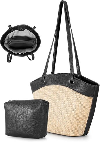 DOB SEHCS Straw Purses for Women Ladies Small Woven Summer Beach Shoulder Tote Bags with Top-Handle Vacation Travel Handbag in Saudi Arabia