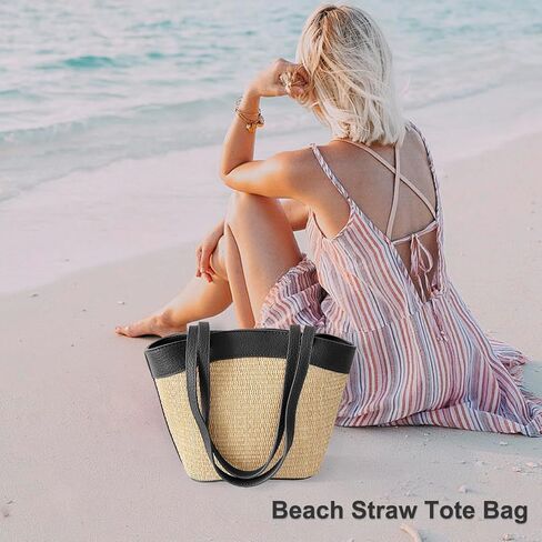 DOB SEHCS Straw Purses for Women Ladies Small Woven Summer Beach Shoulder Tote Bags with Top-Handle Vacation Travel Handbag in Saudi Arabia