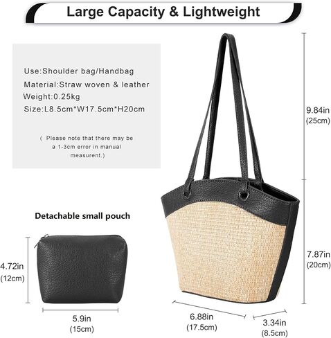 DOB SEHCS Straw Purses for Women Ladies Small Woven Summer Beach Shoulder Tote Bags with Top-Handle Vacation Travel Handbag in Saudi Arabia