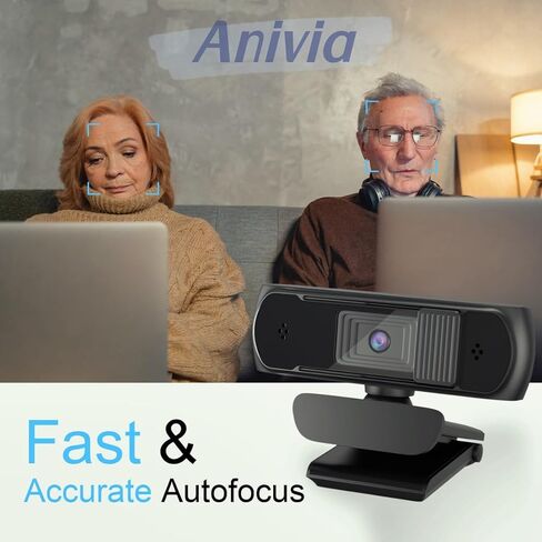 كاميرا ويب HD 1080P Pro مع غطاء للخصوصية وحامل ثلاثي القوائم، مكالمات فيديو 5 ميجا بكسل/30 إطارًا في الثانية، صوت ستيريو واضح، تصحيح الضوء عالي الدقة، تعمل مع Skype، Zoom، FaceTime in Kuwait