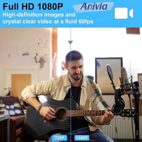 كاميرا ويب HD 1080P Pro مع غطاء للخصوصية وحامل ثلاثي القوائم، مكالمات فيديو 5 ميجا بكسل/30 إطارًا في الثانية، صوت ستيريو واضح، تصحيح الضوء عالي الدقة، تعمل مع Skype، Zoom، FaceTime in Kuwait