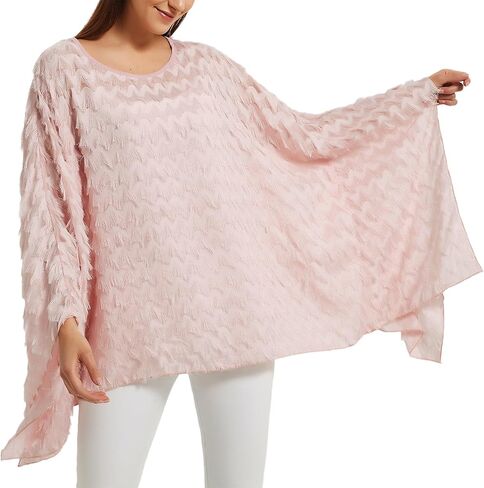 Women’s Solid Sequin Fringe Tassel Tunic Blouse Caftan Plus Size Loose Long Pullover Sweater Tunics in Saudi Arabia