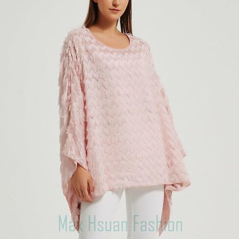 Women’s Solid Sequin Fringe Tassel Tunic Blouse Caftan Plus Size Loose Long Pullover Sweater Tunics in Saudi Arabia