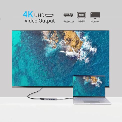 موزع USB C، محول MFun 6 في 1 USB C إلى HDMI مع منفذ USB 3.0، قارئ بطاقة SD/Micro SD، 4K HDMI متوافق مع أجهزة الكمبيوتر المحمولة USB C والأجهزة الأخرى من النوع C in Kuwait