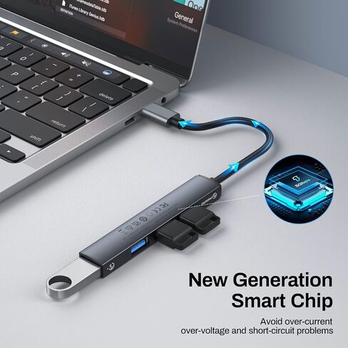 موزع USB C، محول متعدد المنافذ 4 في 1 مع منافذ USB 3.0 عالية السرعة ومنافذ USB 2.0، متوافق على نطاق واسع مع أجهزة الكمبيوتر المحمولة USB C والأجهزة الأخرى من النوع C in Kuwait