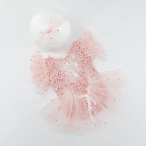 Newborn Photography Outfits Girl Baby Photo Tutu Dress Newborn Photoshoot Romper Baby Picture Lace Outfit in Saudi Arabia