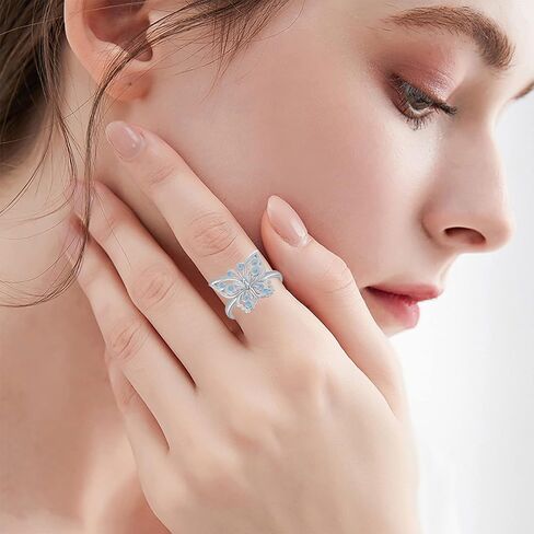 925 Sterling Sliver Butterfly Ring Open Ring Adjustable Ring 5-10 Jewelry Gift For Women Girl (7) in Saudi Arabia