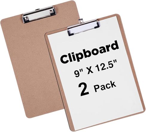 ألواح الحافظة السائبة، Woswel Hardboard Office Wood Clipboards 2 Pack، 9 × 12.5 بوصة لوحات مشبك منخفضة المستوى، لوحات حافظة شديدة التحمل للمدرسة المنزلية واللوازم المكتبية in Kuwait